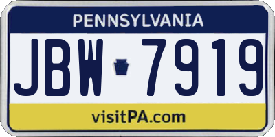 PA license plate JBW7919