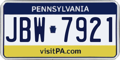 PA license plate JBW7921