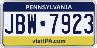 PA license plate JBW7923