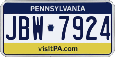 PA license plate JBW7924