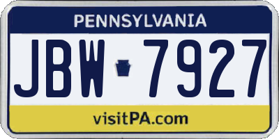 PA license plate JBW7927