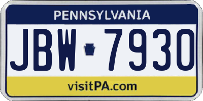 PA license plate JBW7930