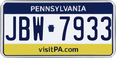 PA license plate JBW7933