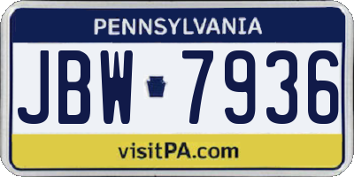 PA license plate JBW7936