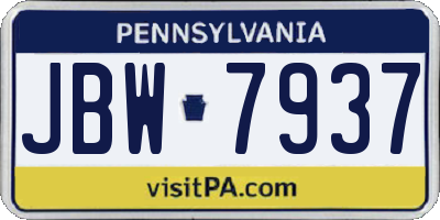PA license plate JBW7937
