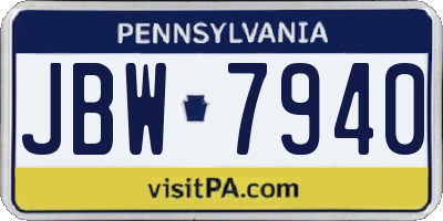 PA license plate JBW7940