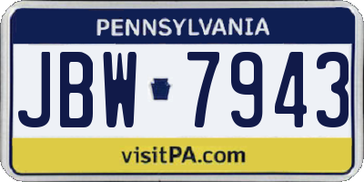 PA license plate JBW7943