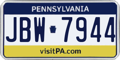 PA license plate JBW7944