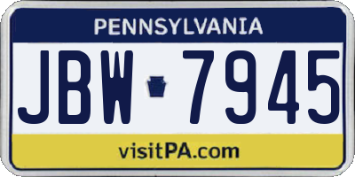 PA license plate JBW7945