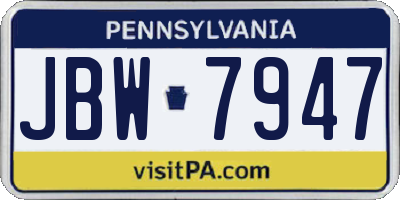 PA license plate JBW7947