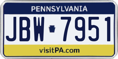 PA license plate JBW7951
