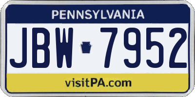 PA license plate JBW7952