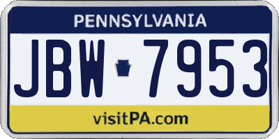PA license plate JBW7953