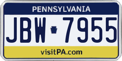 PA license plate JBW7955