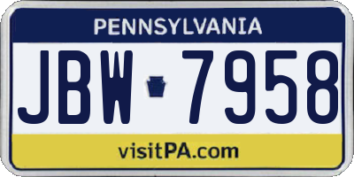 PA license plate JBW7958