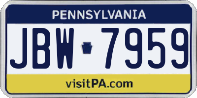PA license plate JBW7959