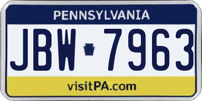 PA license plate JBW7963