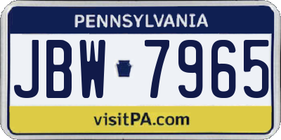 PA license plate JBW7965