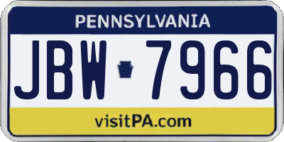 PA license plate JBW7966