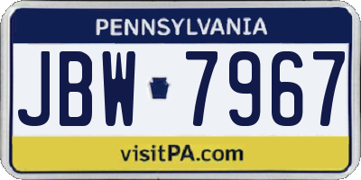 PA license plate JBW7967