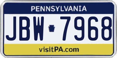 PA license plate JBW7968