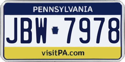 PA license plate JBW7978