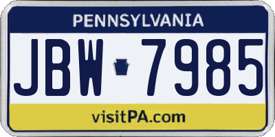 PA license plate JBW7985