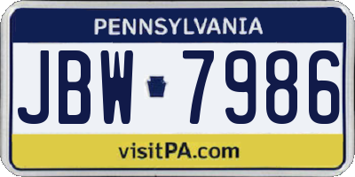 PA license plate JBW7986