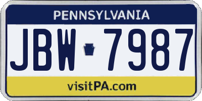 PA license plate JBW7987