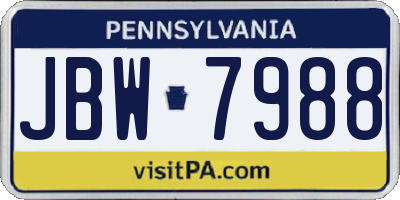 PA license plate JBW7988