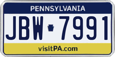 PA license plate JBW7991