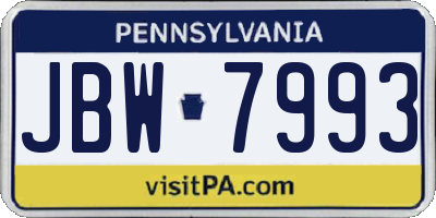 PA license plate JBW7993
