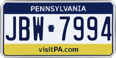 PA license plate JBW7994