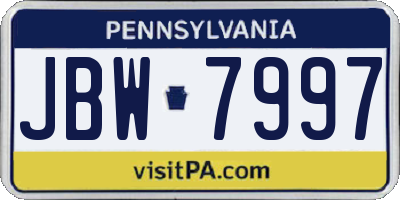 PA license plate JBW7997