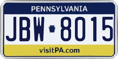 PA license plate JBW8015