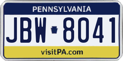 PA license plate JBW8041