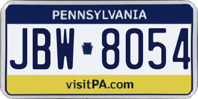 PA license plate JBW8054