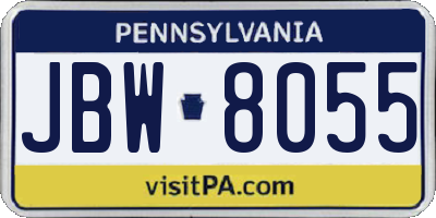 PA license plate JBW8055