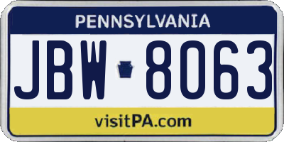 PA license plate JBW8063