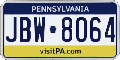 PA license plate JBW8064
