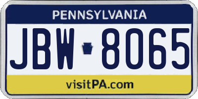 PA license plate JBW8065