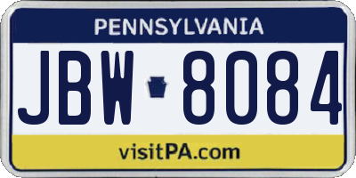 PA license plate JBW8084