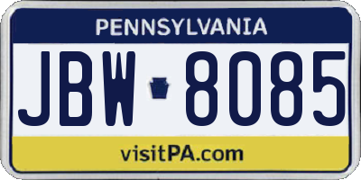 PA license plate JBW8085
