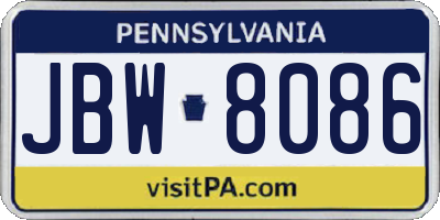 PA license plate JBW8086