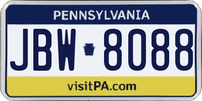 PA license plate JBW8088