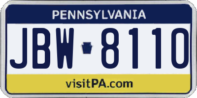 PA license plate JBW8110