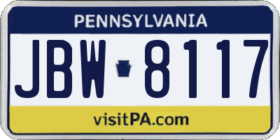 PA license plate JBW8117