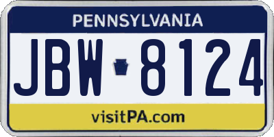 PA license plate JBW8124