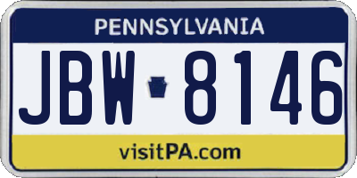 PA license plate JBW8146