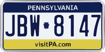 PA license plate JBW8147
